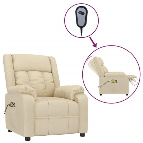 vidaXL eldrevet massagestol stof cremefarvet