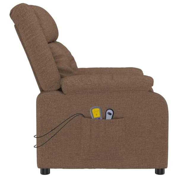 vidaXL Elektrisk massagefåtölj brun tyg
