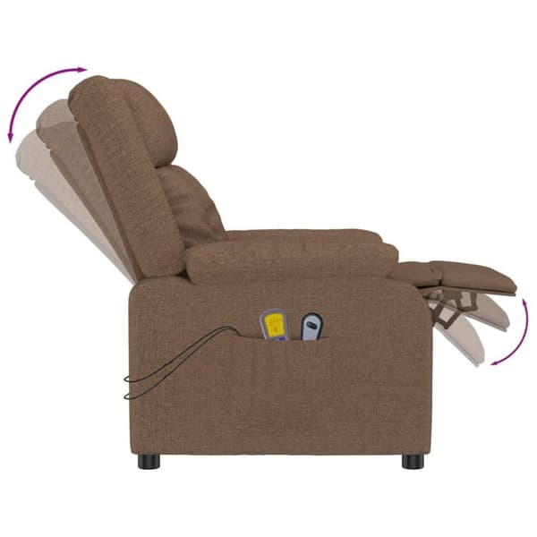vidaXL Elektrisk massagefåtölj brun tyg