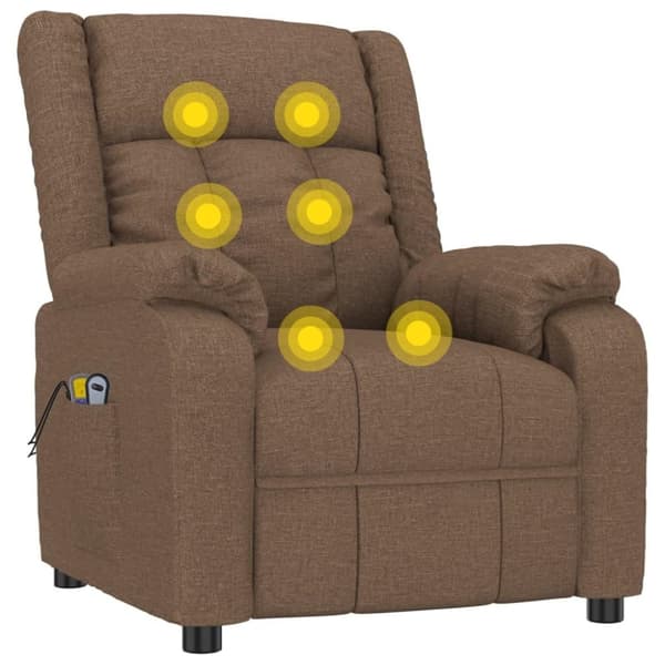 vidaXL Elektrisk massagefåtölj brun tyg