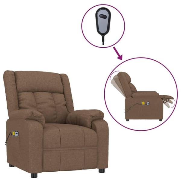 vidaXL Elektrisk massagefåtölj brun tyg