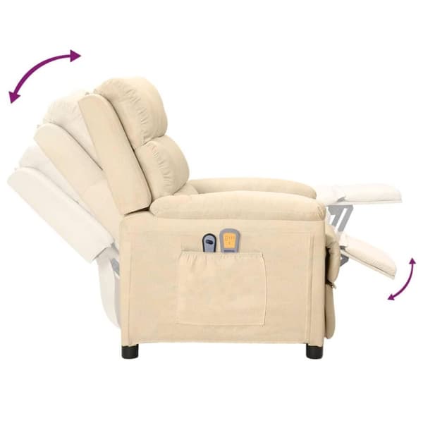 vidaXL eldrevet massagestol stof cremefarvet