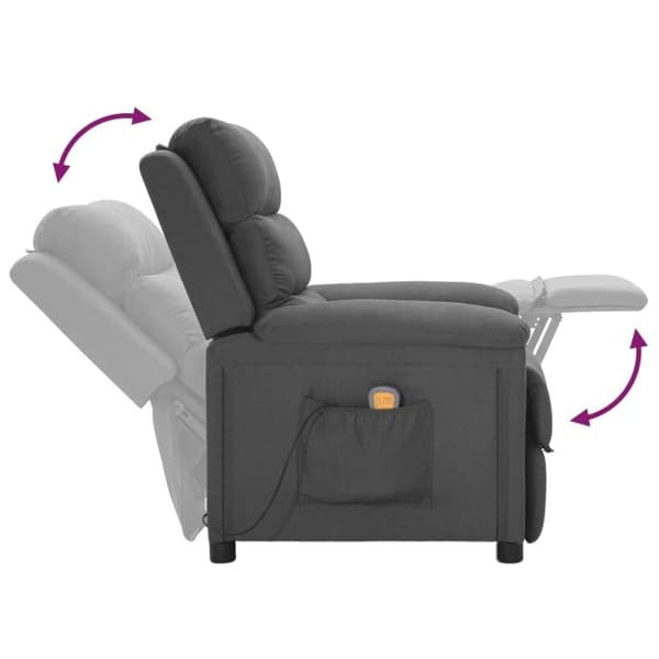 vidaXL Massagefåtölj mörkgrå tyg