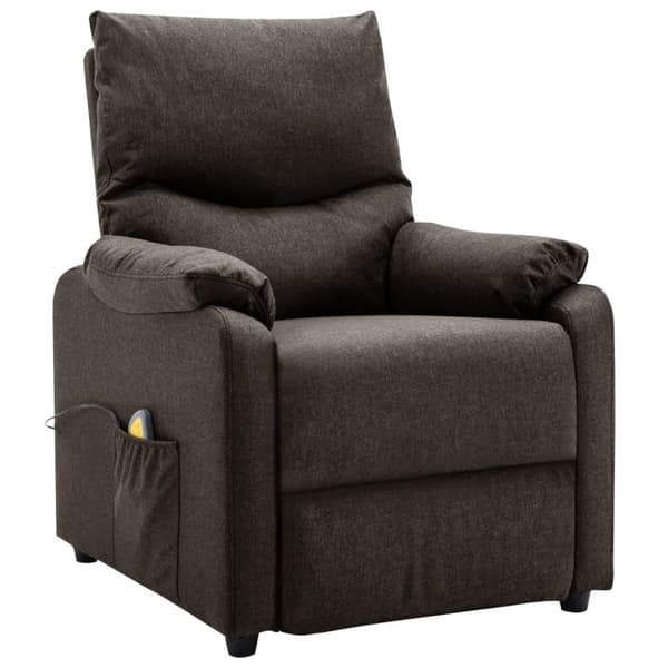 vidaXL Elektrisk massagefåtölj mörkbrun tyg