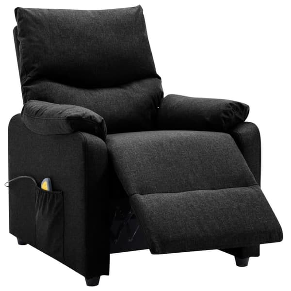 vidaXL Elektrisk massagefåtölj svart tyg
