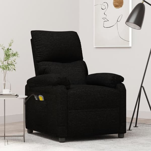 vidaXL Elektrisk massagefåtölj svart tyg