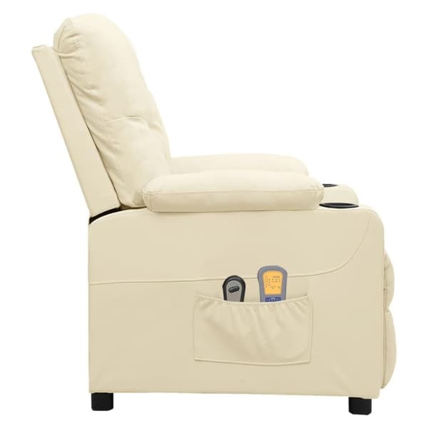 vidaXL Elektrisk massagefåtölj gräddvit konstläder
