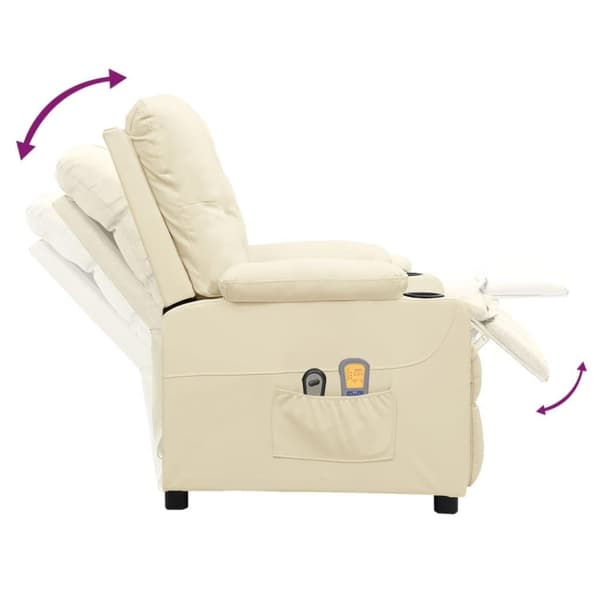 vidaXL Elektrisk massagefåtölj gräddvit konstläder