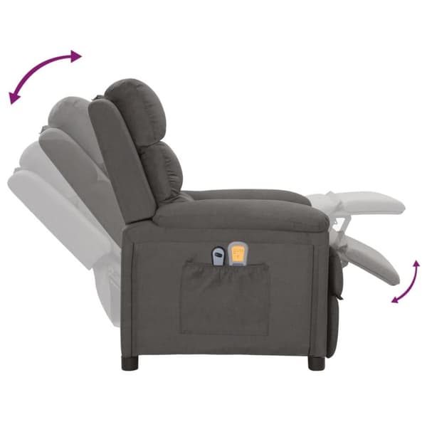 vidaXL Elektrisk massagefåtölj mörkgrå tyg