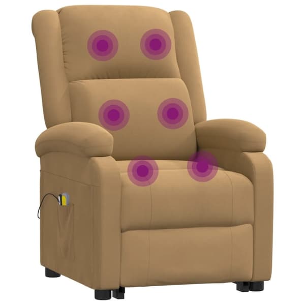 vidaXL Massagefåtölj med uppresningshjälp brun sammet