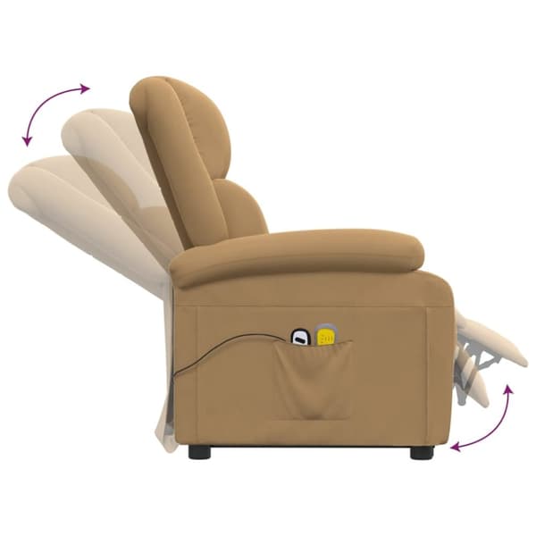 vidaXL Massagefåtölj med uppresningshjälp brun sammet