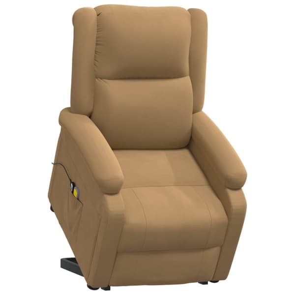 vidaXL Massagefåtölj med uppresningshjälp brun sammet