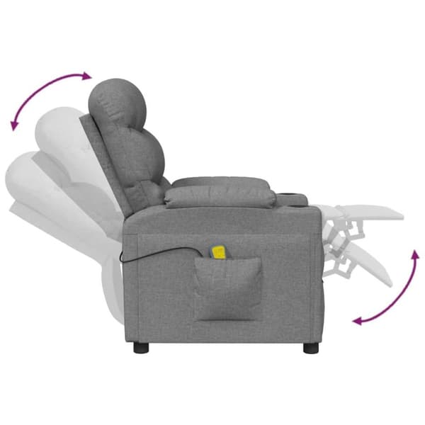 vidaXL Massagefåtölj ljusgrå tyg