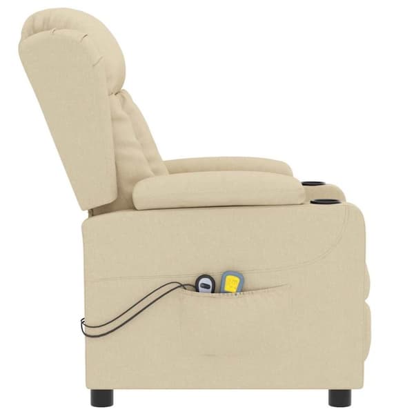 vidaXL Elektrisk massagefåtölj gräddvit tyg