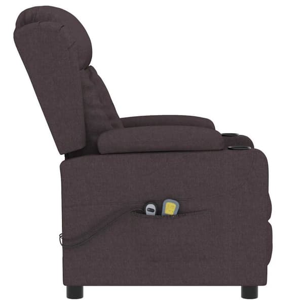 vidaXL Elektrisk massagefåtölj mörkbrun tyg