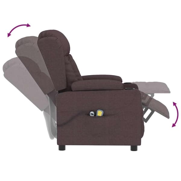 vidaXL Elektrisk massagefåtölj mörkbrun tyg