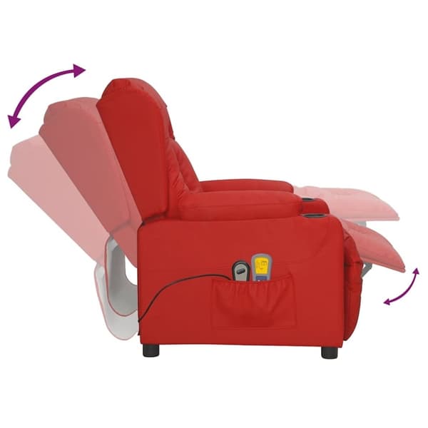 vidaXL Elektrisk massagefåtölj vinröd konstläder