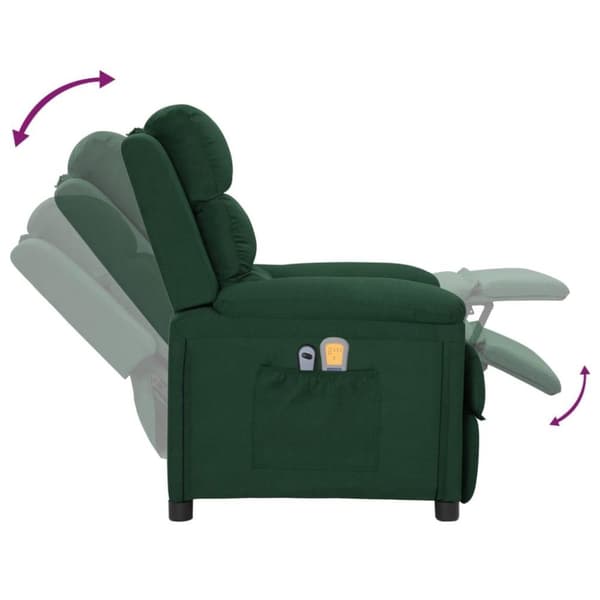 vidaXL Massagefåtölj mörkgrön tyg