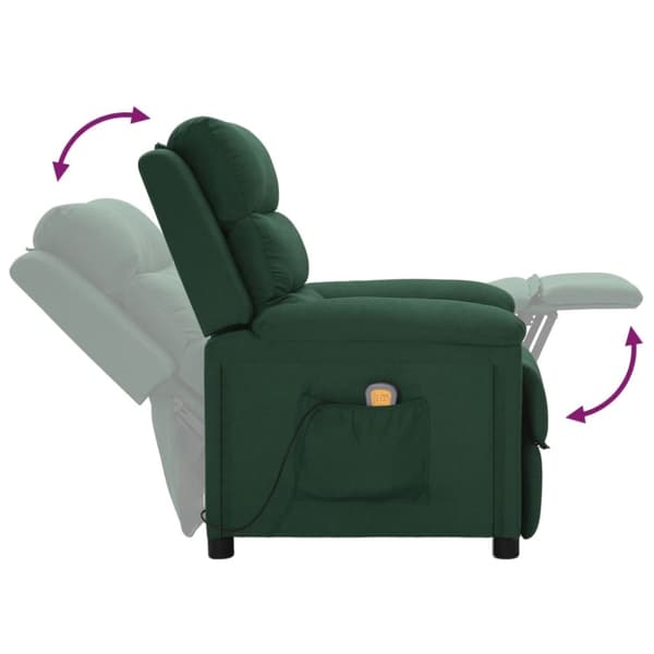 vidaXL Massagefåtölj mörkgrön tyg
