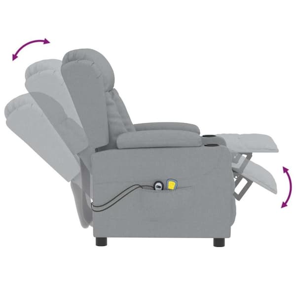 vidaXL Elektrisk massagefåtölj ljusgrå tyg