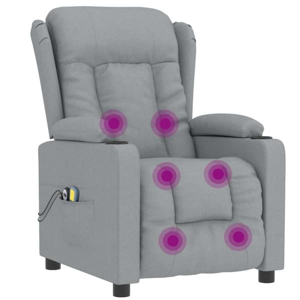 vidaXL Elektrisk massagefåtölj ljusgrå tyg