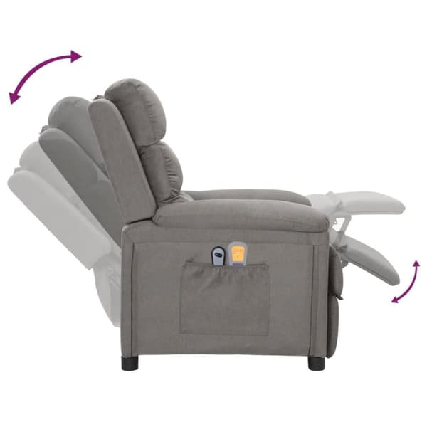 vidaXL Elektrisk massagefåtölj ljusgrå tyg