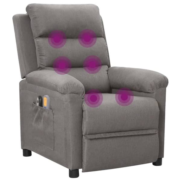vidaXL Elektrisk massagefåtölj ljusgrå tyg