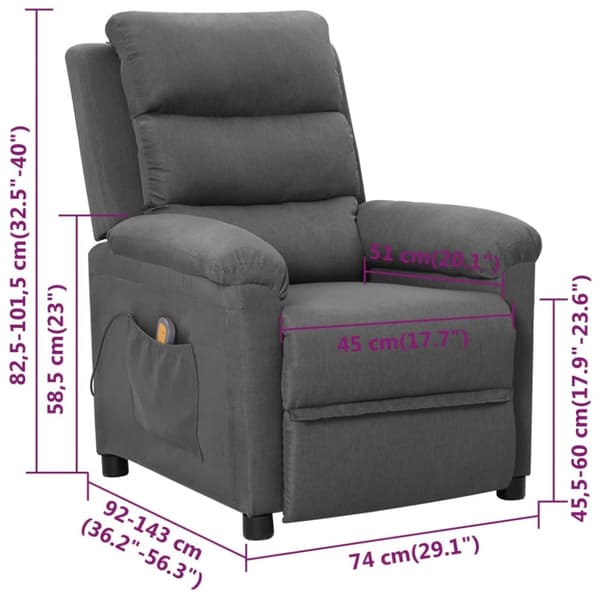 vidaXL Massagefåtölj ljusgrå tyg