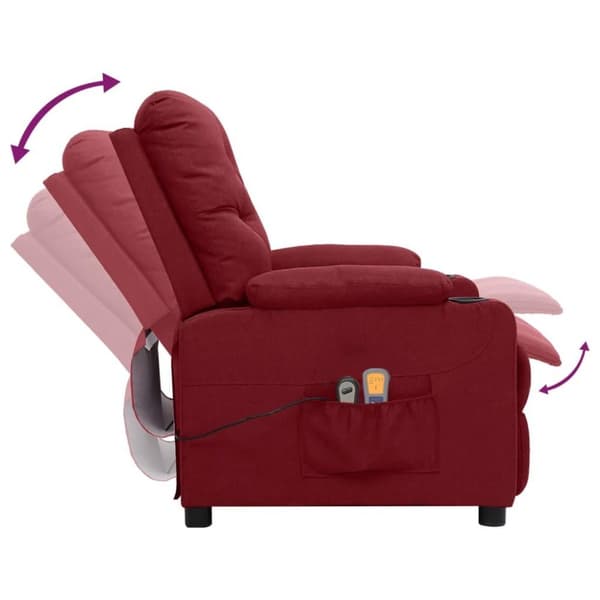 vidaXL Elektrisk massagefåtölj vinröd tyg