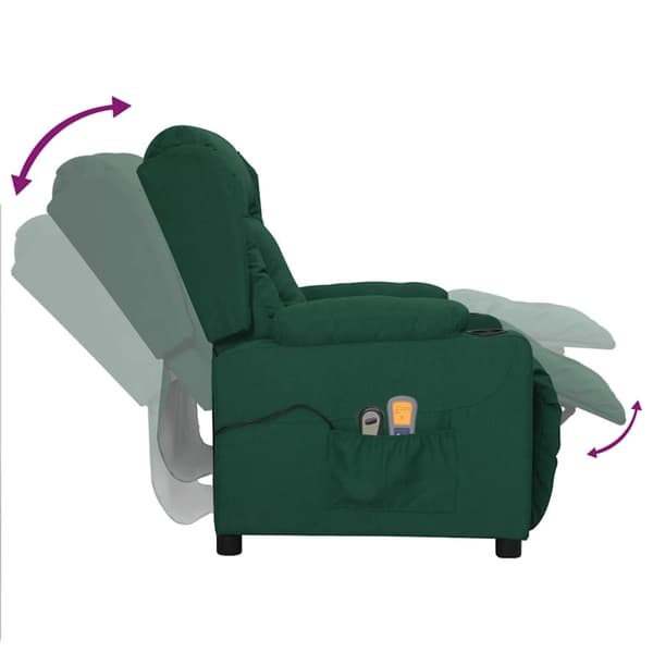 vidaXL Massagefåtölj mörkgrön tyg