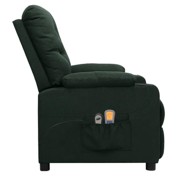 vidaXL Massagefåtölj mörkgrön tyg