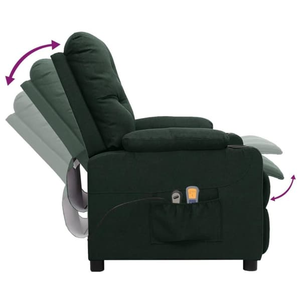 vidaXL Massagefåtölj mörkgrön tyg