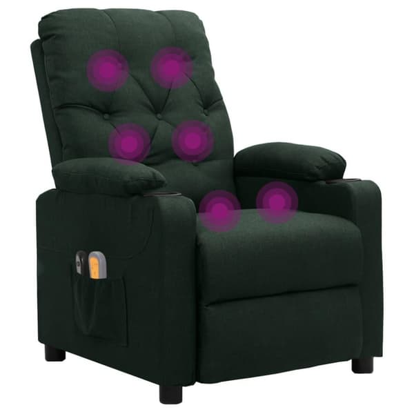vidaXL Massagefåtölj mörkgrön tyg
