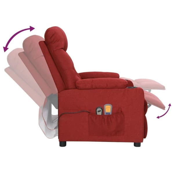 vidaXL Elektrisk massagefåtölj vinröd tyg