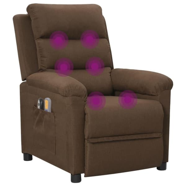 vidaXL Elektrisk massagefåtölj brun tyg