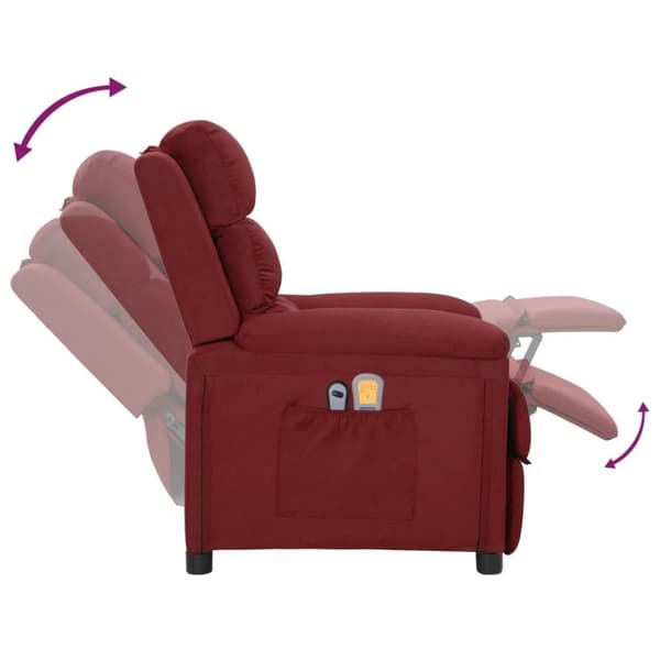 vidaXL Elektrisk massagefåtölj vinröd tyg