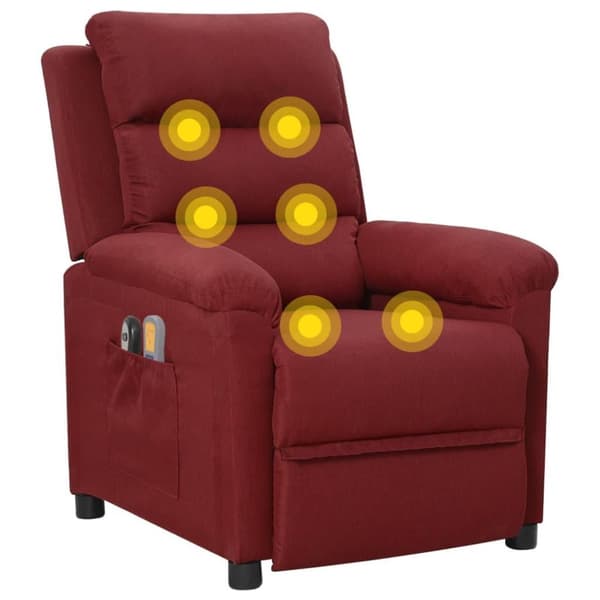 vidaXL Elektrisk massagefåtölj vinröd tyg