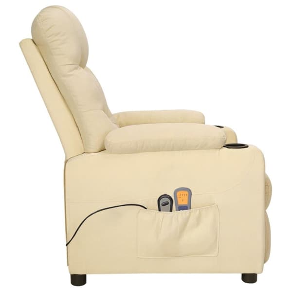 vidaXL Elektrisk massagefåtölj gräddvit tyg