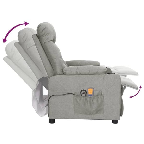vidaXL Elektrisk massagefåtölj ljusgrå tyg