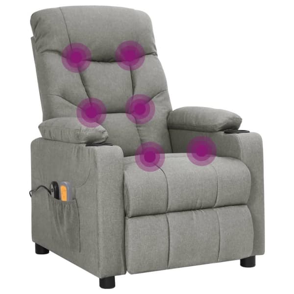 vidaXL Elektrisk massagefåtölj ljusgrå tyg