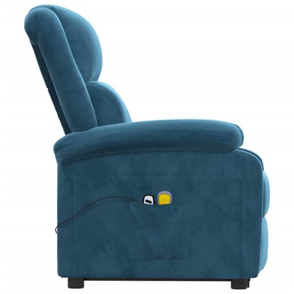 vidaXL Massagefåtölj med uppresningshjälp blå sammet