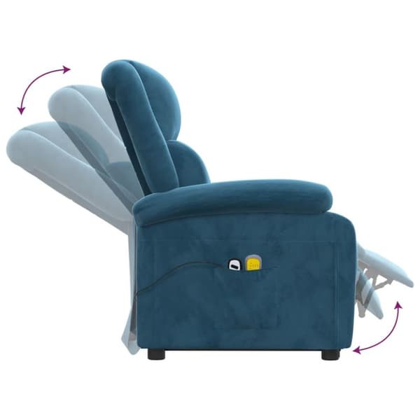 vidaXL Massagefåtölj med uppresningshjälp blå sammet