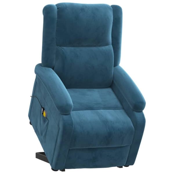 vidaXL Massagefåtölj med uppresningshjälp blå sammet