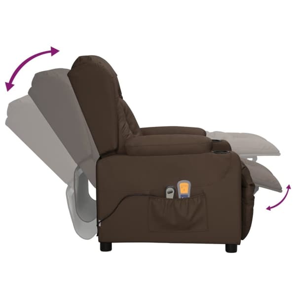vidaXL Elektrisk massagefåtölj brun konstläder