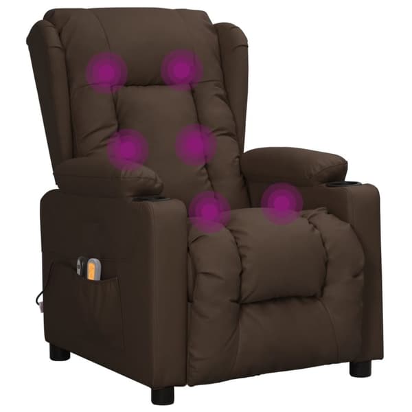vidaXL Elektrisk massagefåtölj brun konstläder