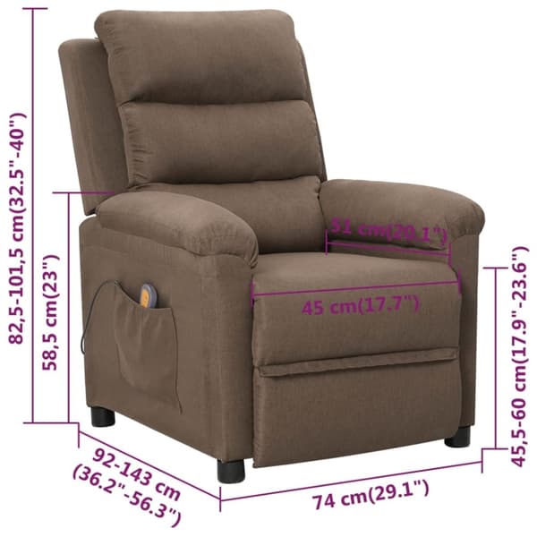 vidaXL Massagefåtölj taupe tyg