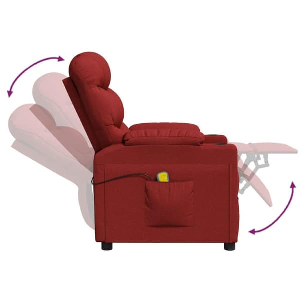 vidaXL massagestol stof vinrød