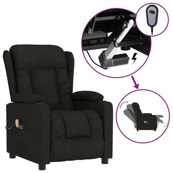 vidaXL eldrevet massagestol stof sort