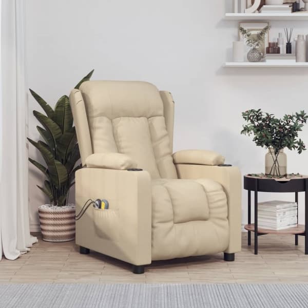 vidaXL eldrevet massagestol stof cremefarvet