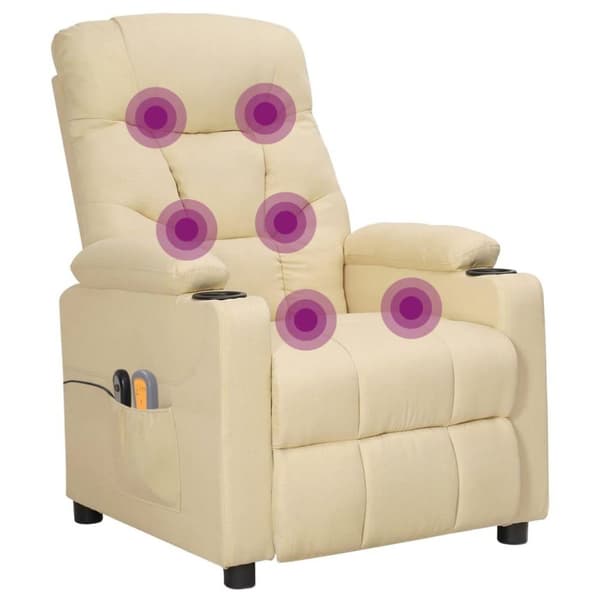 vidaXL eldrevet massagestol stof cremefarvet